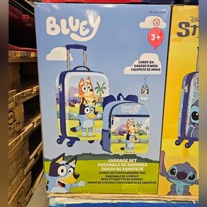 Bluey/Bingo luggage set for kids, featuring a suitcase and a backpack
